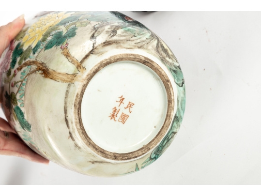 Chinese Republic Period Famille Rose Porcelain Vase With Birds And Peonies