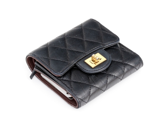 Chanel Matelasse Black Leather Wallet, With Box