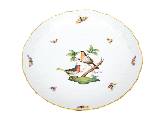 Herend Hungary Hand-Painted Porcelain Serving Or Chop Plate, Rothschild Bird (RO) Pattern