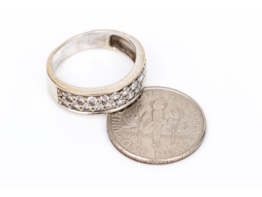 14k Gold Pave Set Diamond Band Ring, App. 0.34 TCW, Size 4.25