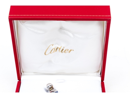 Cartier Sterling Silver Panther And Crystal Ball Paperweight, With Box