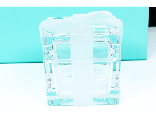 Tiffany & Co. Crystal Box With Bow And A Tiffany Box 