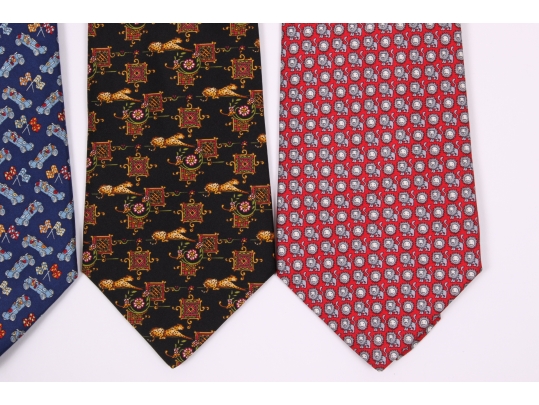 Four Beautiful Salvatore Ferragmo Mens Silk Neck Ties, Made In Italy 