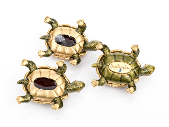 Collection Of Three Jay Strongwater Tiny Turtle Boxes