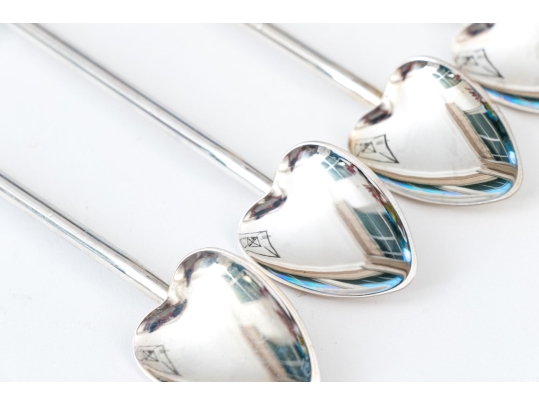 Set Of Eight Silver Plated Iced Tea Spoons, Marked PMITALY