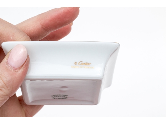 Cartier Pair Of Limoge Porcelain Trinket Trays, With Box