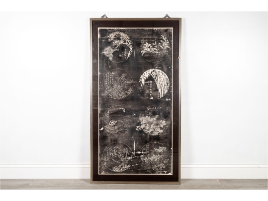 Framed Chinese Ink Rubbing Panel, 4'5