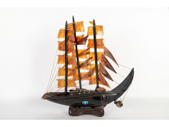 Chinese Horn Carving Craft Ship