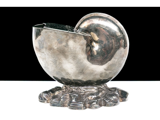 Antique English Victorian Silverplate Nautilus Spoon Warmer 