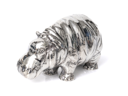 Buccellati Sterling Silver Miniature Charming Standing Hippo, Retail $670
