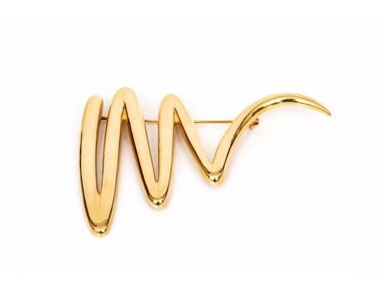 Tiffany & Co. 18k Yellow Gold Paloma Picasso Iconic Jumbo Graffiti Squiggle Brooch, With Box