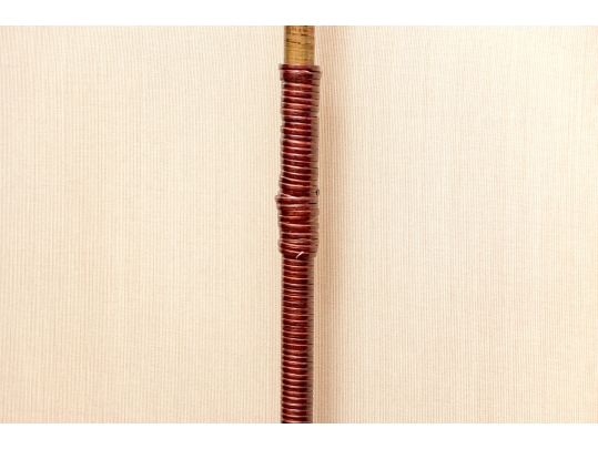 Pair Of Chrome And Rattan Bound Floor Lamps