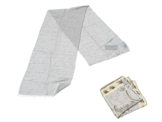 Loro Piana And Piazza Sempione Oatmeal Toned Silk, Linen And Viscose Lot Of Two Scarves