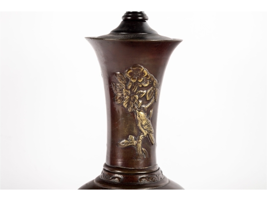 Chinese Brass Vase Converted Table Lamp