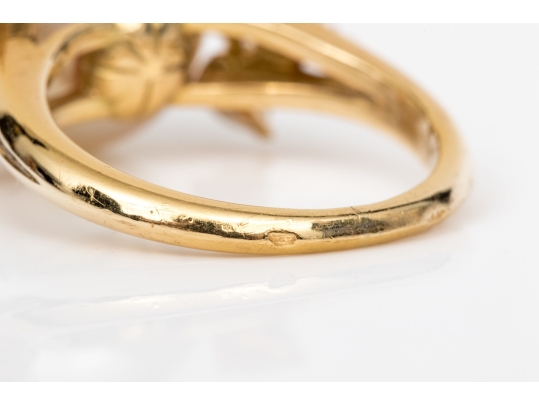 Fred 18k Yellow Gold Magnficent Vintage South Sea Cultured Pearl And Diamond Ring, Size 5.75