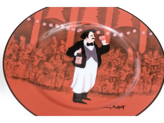 Set Of Six Williams Sonoma Waiter Motif Plates