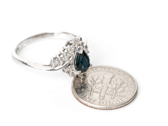 14k Sapphire And Diamond Bypass Cluster Ring, App. 0.14 TCW In Diamonds, Size 6.5