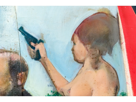 Melvin Joel Zabarsky (American, 1932-2019) ”Lenin And The Assassins” Oil On Canvas Painting, 1965