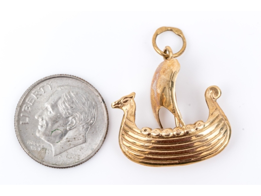 14K Unique Viking Ship Pendant