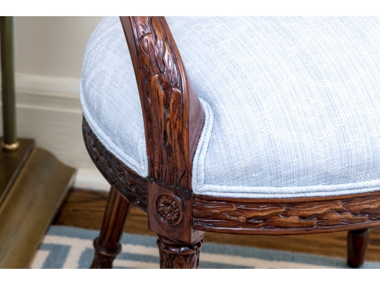 Exceptionally Carved Hepplewhite Style Open Armchair