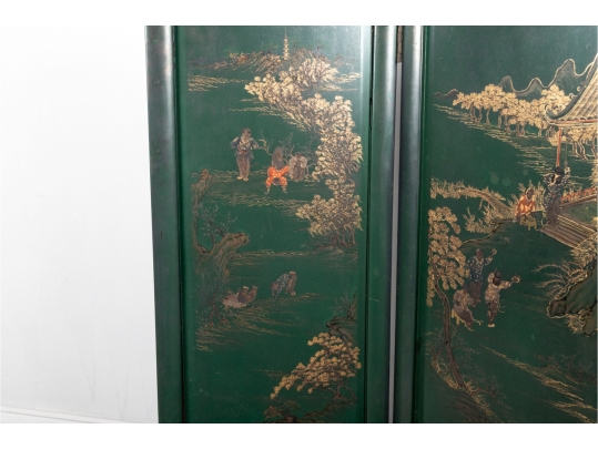 3ft Hand-Painted Chinese Four-Panel Folding Screen