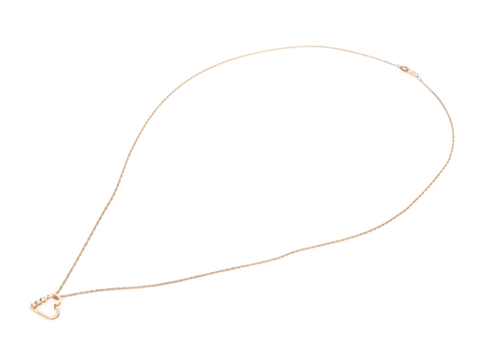 14k Yellow Gold Delicate White Sapphire Cluster Heart Pendant, With Chain