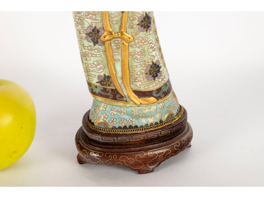 Vintage Chinese Cloisonne Enamel And Ormolu Guanyin Sculpture