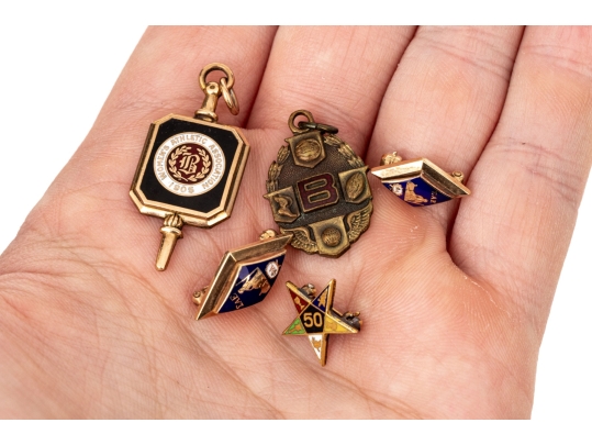 Collection Of Assorted Vintage Gold Filled Scatter Pins And Pendants