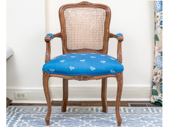 Carved Fruitwood And Cane Back Fauteuil