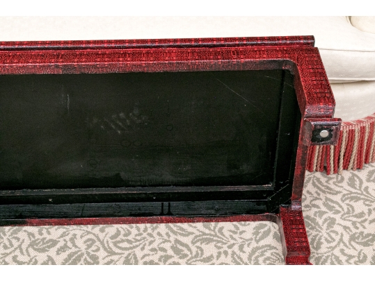 Chic Chinese Lacquered Woven Textural Cocktail Table