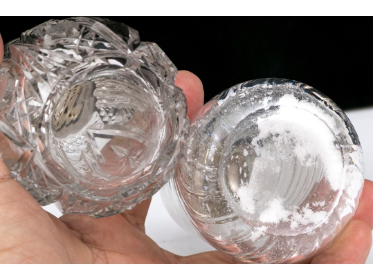 Collection Of Five Crystal And Silverplate Shakers