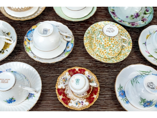 Collection Of Fourteen English Teacups And Saucers