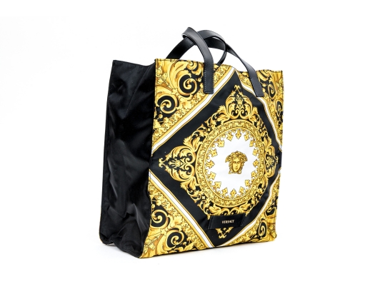 Versace Nylon Top Handle Shopper Tote Bag