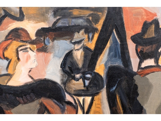 Signed Lansé Oil On Canvas, Cafe Interior