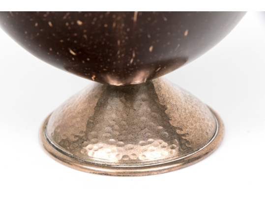 Three Antique Wood And Silver Mounted Goblets