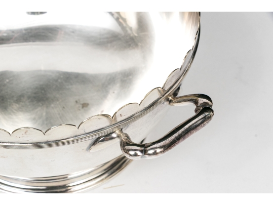 George III Style Antique English Quality Twin Handled Silver Plated Cooler Bowl