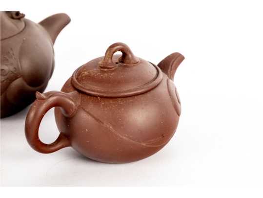 Collection Of Five Traditional Chinese Yixing Zisha Clay Teapots