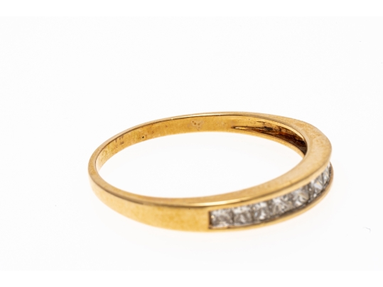 14k Yellow Gold Princess Cut Diamond Band Ring, App. 0.30 TCW, Size 9