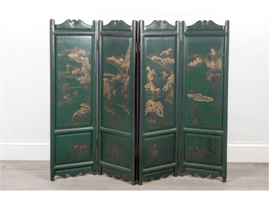 3ft Hand-Painted Chinese Four-Panel Folding Screen