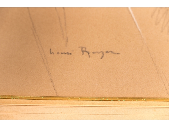 Lenni Royer Signed Mixed Media On Brown Paper, Portrait Of A Woman
