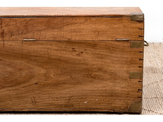 Antique Mahogany And Brass Trunk