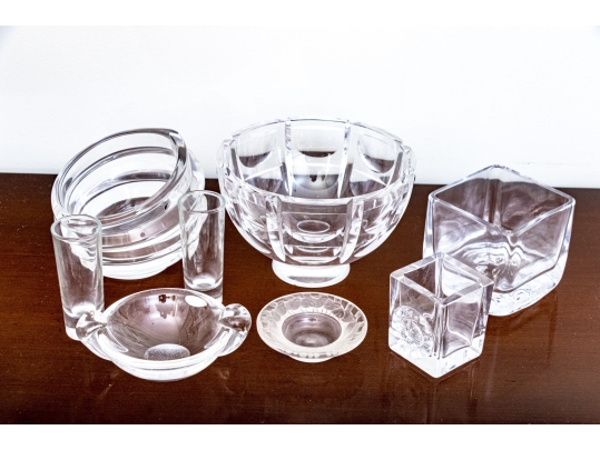 Collection Of Crystal & Glass Serving And Decorating Wares, Including Orrefors And Lalique