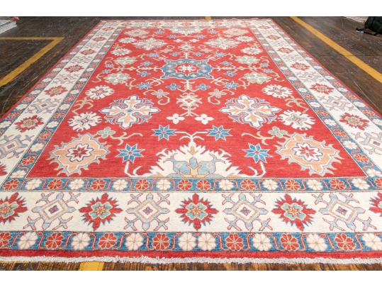 HAND KNOTTED ROOM SIZE PAKISTAN KAZAK WOOL CARPET, APX 9 X 12, NEW