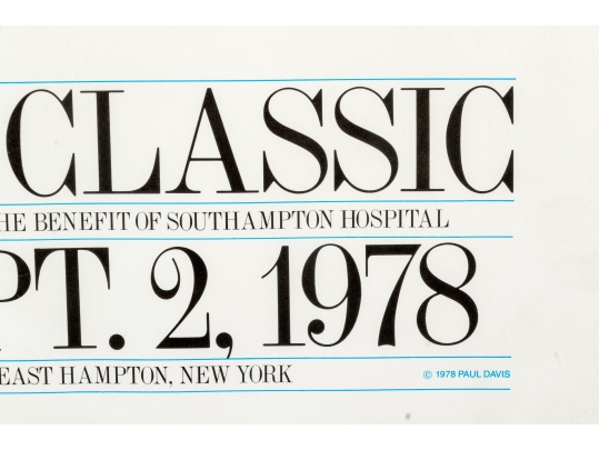 After Paul Davis Framed Vintage Horse Show Poster, Hamptons Classic 1978 