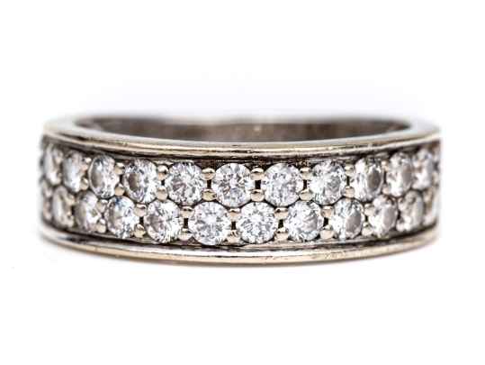 14k Gold Pave Set Diamond Band Ring, App. 0.34 TCW, Size 4.25