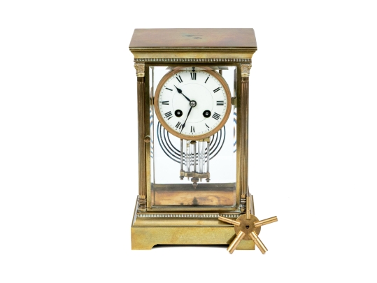 Neoclassical Style Brass Mantel Clock
