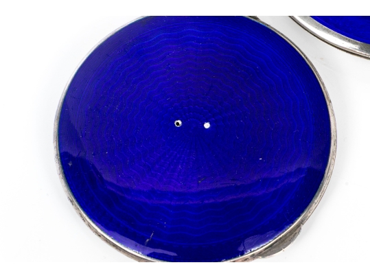 Collection Of Three English Sterling Silver And Enamel Compacts