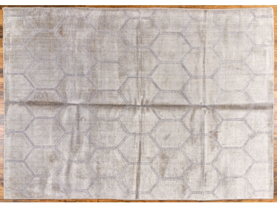 Hand Knotted Wool And Silkette Contemporary Carpet, 7' X 5', New