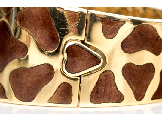 Roberto Coin 18k Yellow Gold Magnificent Ultra Wide Giraffe Patterned Bangle Bracelet