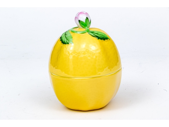 Herend Hand-Painted Porcelain Lidded Lemon Form Box 